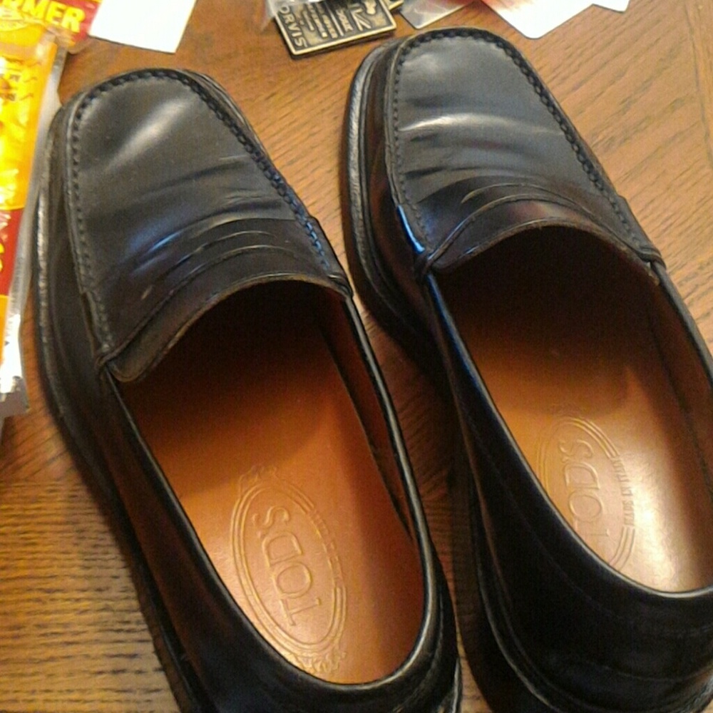 Tods leather penny loafers